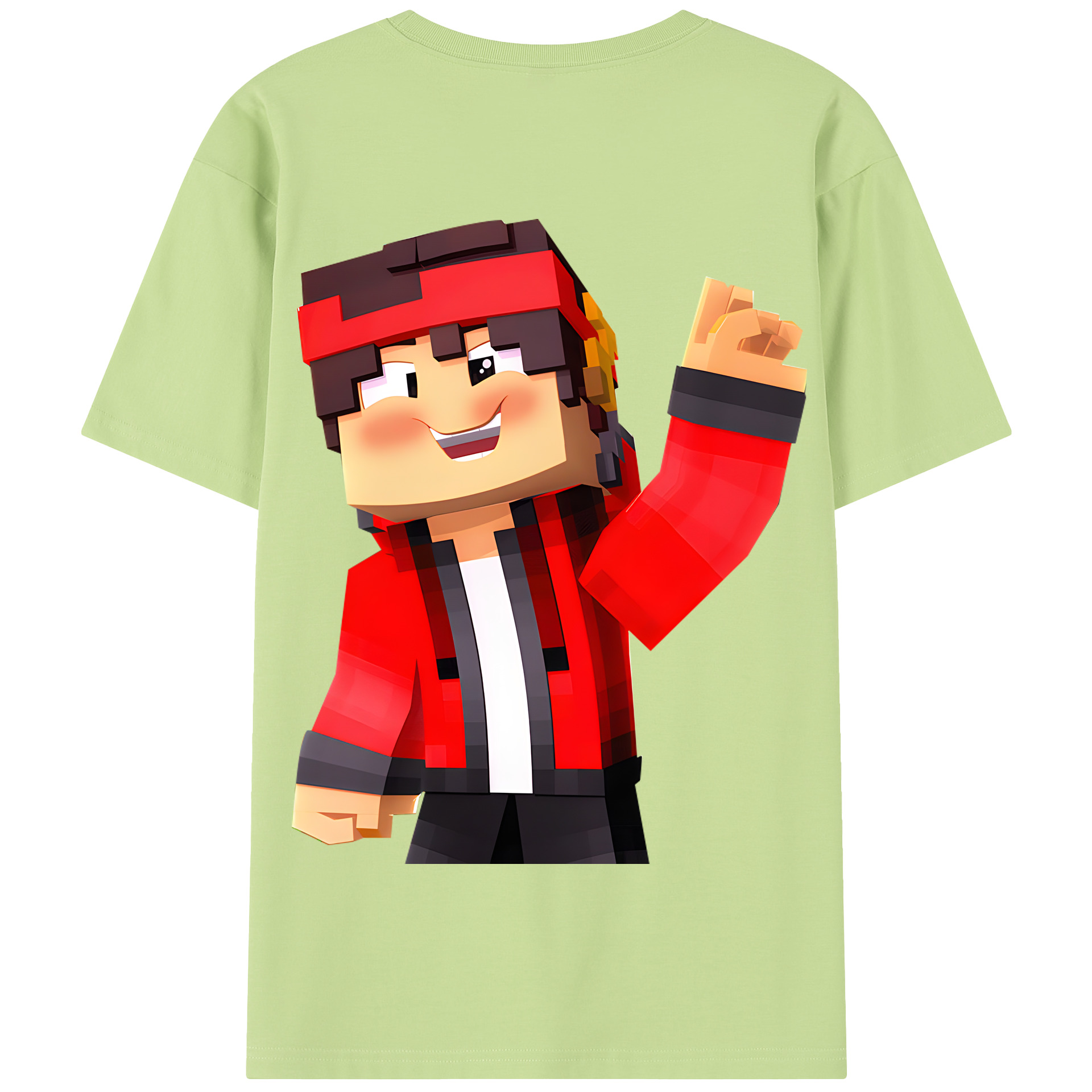 （画像用） マインクラフト ブロックの世界 Minecraft MC Block world 綿100％半袖Tシャツ（背面プリント）